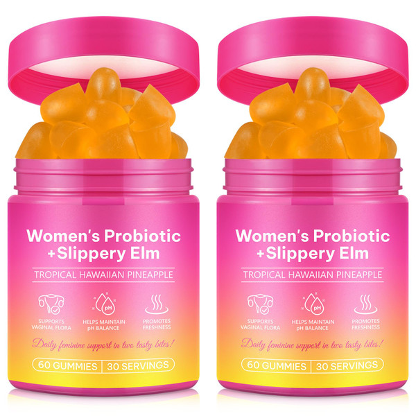 Vaginal Probiotics for Women Gummies,Digestive Health Support,PH Balance,Immune Support,Yeast Control,Odor Relief,Promotion of Womens Health,Natural Pineapple Flavor,Vegan,Gluten-Free,120 Count (2)