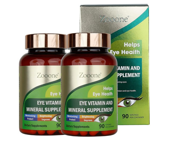 zooone- Lutein Eye Vitamins Supplement for Macular Health and Dry Eye, Contains Lutein, Zinc, Vitamins C/E & Zeaxanthin to Support Eye Health, 90 Tablets (2)