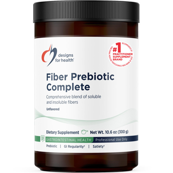 Designs for Health Fiber Prebiotic Complete - 12 Digestive Fiber Blend Powder Supplement w/Psyllium Husk, Flax + Apple Pectin - Prebiotic Gut Support, Unflavored + Unsweetened (30 Servings / 300g)