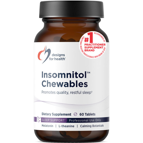 Designs for Health Insomnitol Chewables - Chewable Melatonin - 200mg L-Theanine, 5-HTP, Vitamin B6 + Inositol - Delicious Lemon Flavored Supplement - Vegan (60 Tablets)