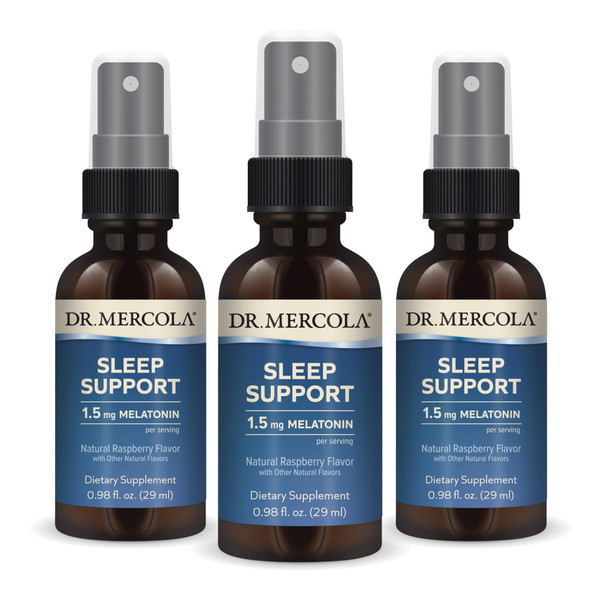 Dr. Mercola Sleep Support with Melatonin Spray - Supports Restful Sleep - Non-GMO, Gluten-Free & Soy-Free - Natural Raspberry Flavor - 0.98 fl oz (3 Pack)