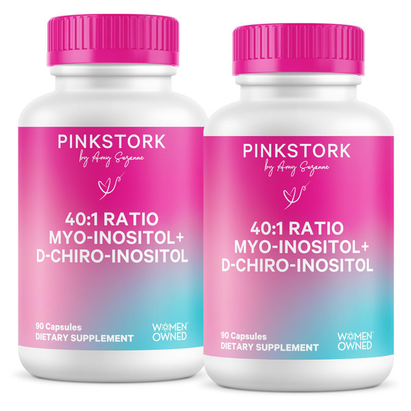 Pink Stork Myo-Inositol & D-Chiro Inositol Supplement - Hormonal Balance for Women - Ovarian Support - 40:1 Ratio - Fertility Supplements for Women - 180 Capsules, 2 Month Supply