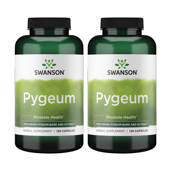 Swanson Pygeum Herbal Supplement for Men Seeking Prostate, Bladder, and Urinary Tract Health Support - 400 mg (120 Capsules, 2 Pack)