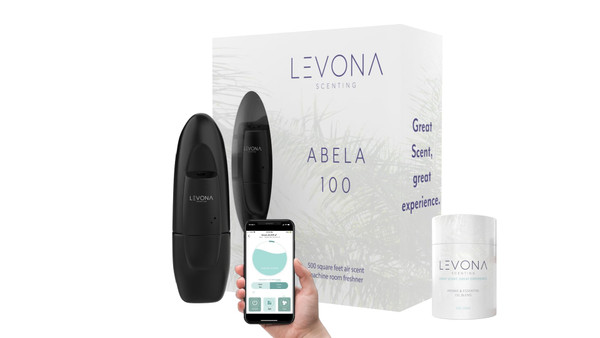 Levona Scent Waterless Diffuser - Essential Oil Aroma Smart Plug-in, Portable Scent Machine for Home, Office & Hotel Room, Covers 500 sqft - Abela 100, Matte Black (with 120ml Oil & Cleaning Cloth)