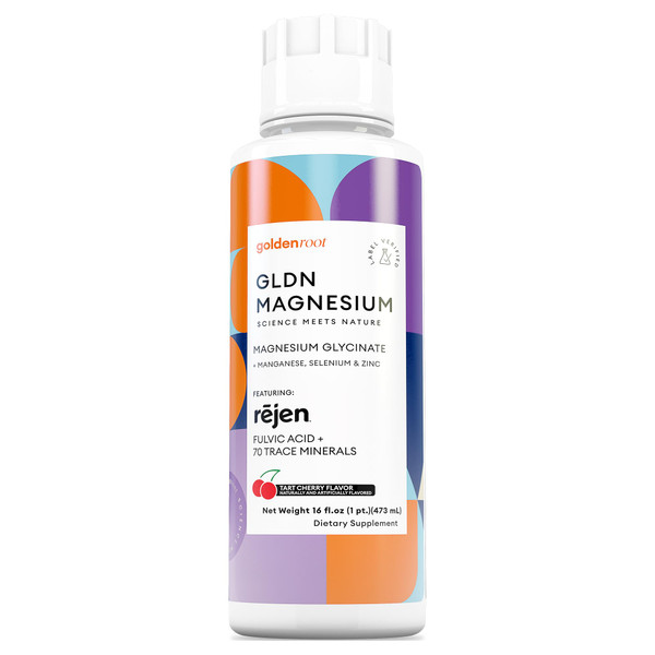 GLDN Magnesium Liquid Syrup - Nighttime Magnesium Glycinate with Rejen Fulvic Acid for Improved Absorption Key Electrolytes and L-Theanine for Sleep and Cortisol Support - Tart Cherry (16 fl.oz)