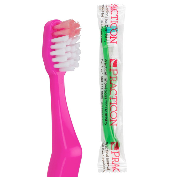 Practicon Practivalu Soft Bristle Toddler Toothbrush, Individually Wrapped Toothbrushes, Assorted Colors, Bulk Pack of 144