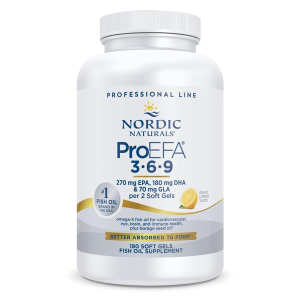 Nordic Naturals ProEFA 3-6-9, Lemon Flavor - 180 Soft Gels - 565 mg Omega-3 - EPA & DHA with Added GLA - Healthy Skin, Cognition, & Positive Mood - Non-GMO - 90 Servings