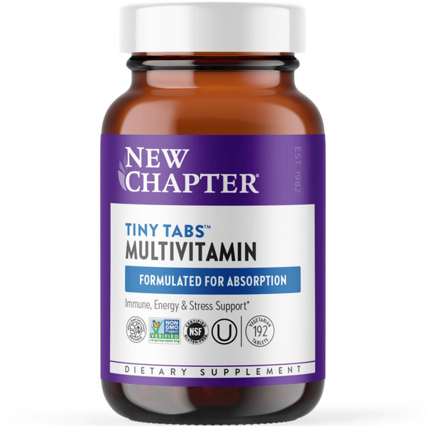 New Chapter Tiny Tabs Multivitamin with 20+ Nutrients for Immune, Cellular Energy & Stress Support, Including Vitamin D3 + B Vitamins, 192 Count