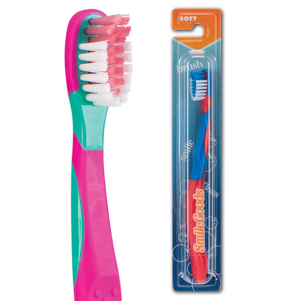 SmileGoods Y293 Child Toothbrush, 29 Tuft, Soft Bristle, Individually Packaged Toothbrushes, Assorted Colors, Bulk Pack of 72