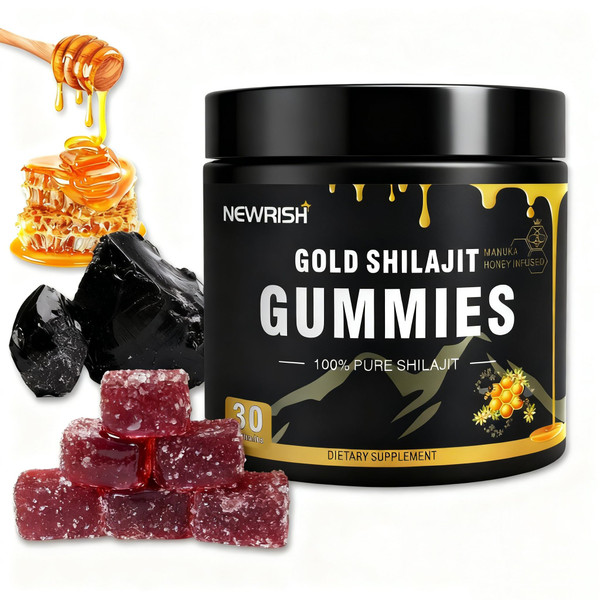 Newrish Shilajit Gummies l Manuka Honey | Himalayan shilajit |No Added Sugar I Ashwagandha, Gokshura| Fulvic Acid & 85+ Trace Minerals I for Men, Women I Non-GMO I 100% Natural & Organic I 30 Gummy