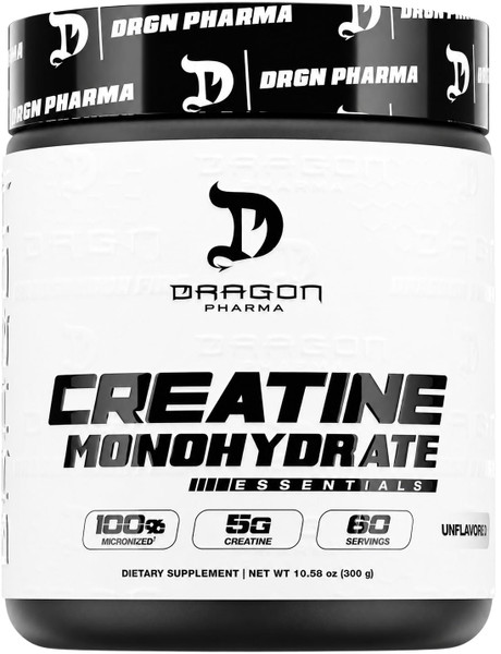 DRAGON PHARMA Creatine Monohydrate, Aid Muscle Recovery, Post-Workout Supplement, Antioxidant Support (60 Servings, Unflavored)