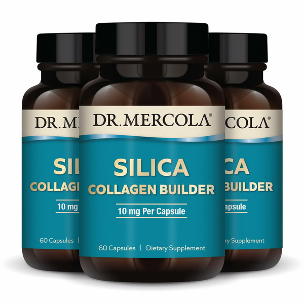 Dr. Mercola Silica Collagen Builder - Plant-Based Silica Supplement to Support Skin, Hair, Nail & Bone Health - Non-GMO, Gluten-Free & Soy-Free - 180 Capsules (90 Servings)