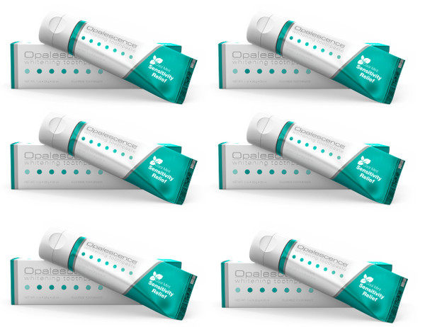 Opalescence Sensitive Whitening Toothpaste, Travel Size 1 Ounce (6 Pack) Fluoride Teeth Whitening Toothpaste for Sensitive Teeth. Mint Flavor, 3472-6