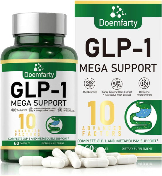 doemfarty GLP-1, GLP-1 Support Capsules with Berberine, Naturally GLP1 Production,GLP-1 Capsules for Women & Men, GLP-1 Mega Support, 60 Count