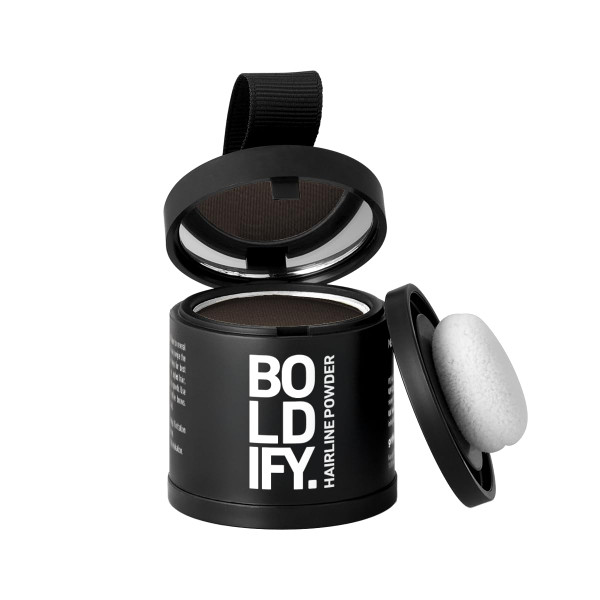 BOLDIFY Hairline Powder (LARGE, 10g) - Water-Resistant Root Touch Up Hair Color for Gray Coverage - 24-Hour Stain-Proof, Mess-Free Hair Powder for Thinning Hair - Dark Brown