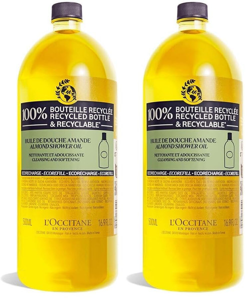 L'OCCITANE Almond Shower Oil Refill 16.90 fl oz,(Pack of 2)