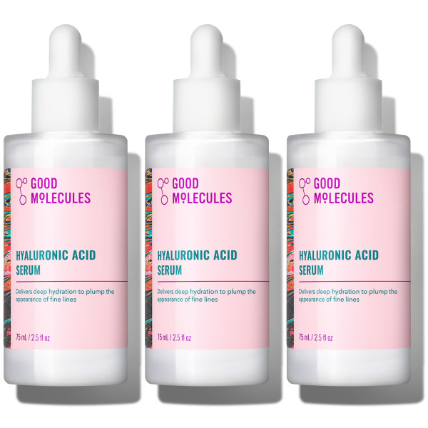 Good Molecules Hyaluronic Acid Serum Pack 3 – 75 ml / 2.5 fl oz Each | Lightweight Facial Serum with 1% Hyaluronic Acid for Hydration