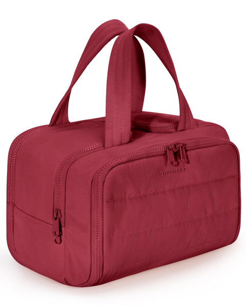 BAGSMART Travel Toiletry Bag, Puffy Toiletry Bag for Women, Wide-open toiletry bags for traveling, Large Travel Cosmetic Makeup Bag Organizer for Accessories,Toiletrie (Vintage Berry)