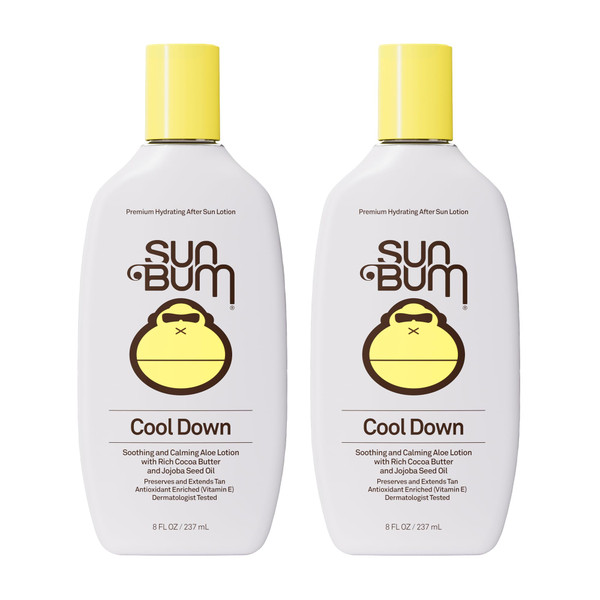 Sun Bum Cool Down Aloe Vera Lotion Vegan After Sun Gel With Cocoa Butter To Soothe and Hydrate Sunburned Skin, 8 oz (Pack of 2)