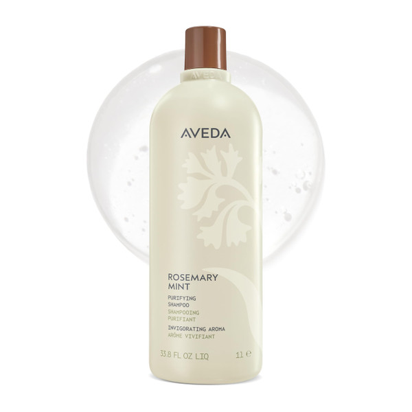 Aveda Rosemary Mint Purifying Shampoo | Clarifying Shampoo | Gently Removes Buildup, Adds Shine | For Normal to Oily Hair, Fine to Medium Hair | Invigorating Aroma| 97% Naturally Derived*, 33.8 Fl Oz