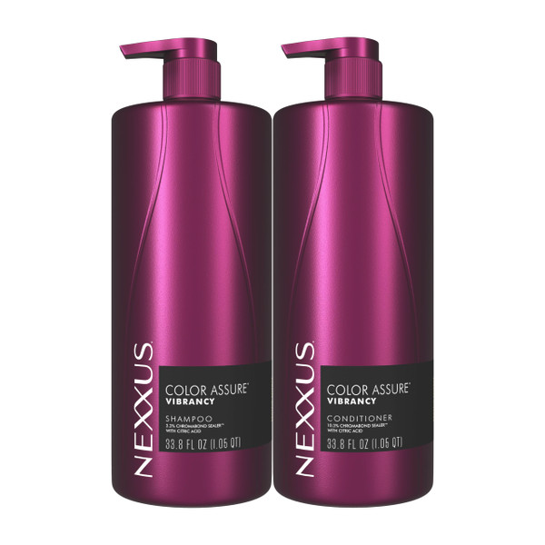 Nexxus Color Assure Color Care 2 Count for Vibrancy Shampoo, Conditioner Color Treated Hair Powered by Chromabond Sealer with Citric Acid 33.8 fl oz