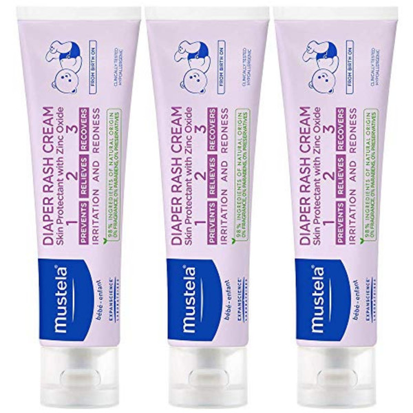 Mustela Baby Diaper Rash Cream 123 - Skin Protectant with Zinc Oxide - Fragrance Free & Paraben Free - with 98% Natural Ingredients - 3.8 Oz