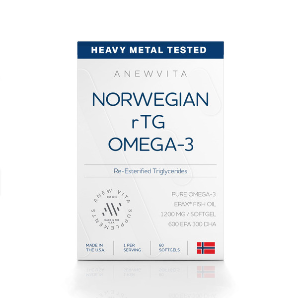 Norwegian rTG Omega 3 Fish Oil for Brain & Heart Boost, Triglyceride Fish Oil Omega 3 Supplements, 300 DHA 600 EPA Omega 3 Softgels Essential Fatty Acids for Eyes, Skin & Joints, 1200mg, 60 Servings