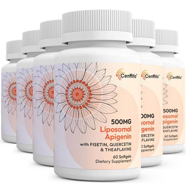 Cenffitio Liposomal apigenin 500mg Softgels - Optimal Apigenin Supplement with Fisetin, Quercetin and Theaflavins - 12 Month Supply