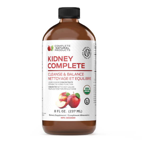Complete Natural Products Kidney Complete - 8oz Organic Liquid for Kidney Support, Cleanse, and Detox with Apple Cider Vinegar, Lemon, & Organic Chanca Piedra.