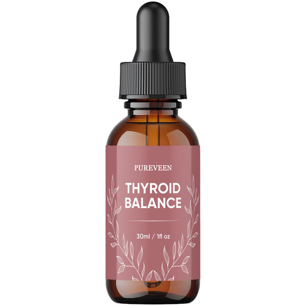 Pureveen Thyroid Support Drops for Men & Women, Thyroid Support Liquid Drops Promote Liver Metabolism and Relieve Eyes and Facial Discomfort with Milk Thistle, Zinc, Magnesium & Selenium, 30ML/1FL OZ