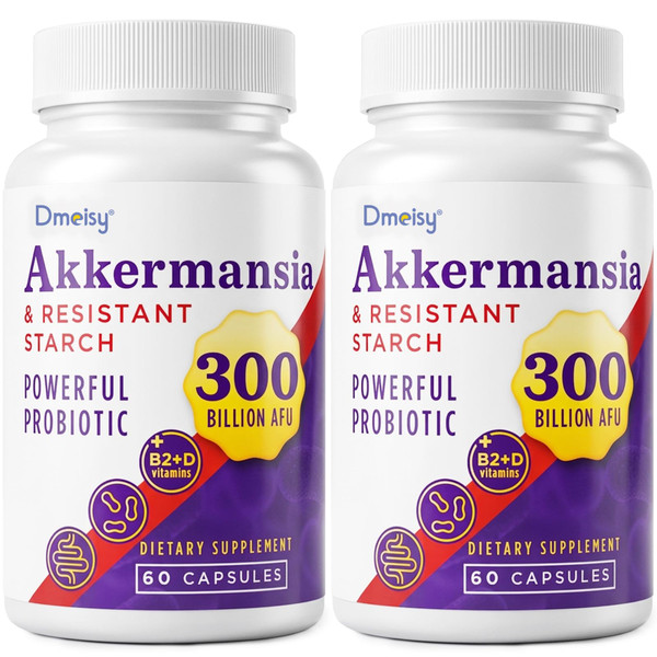 Akkermansia Supplement - 300 Billion AFU Akkermansia Muciniphila, Akkermansia Probiotic for Women & Men, for Boost, Digestive, Gut, Immunity, Enhances Gut Lining Function & Intestinal Walls, 120 Count