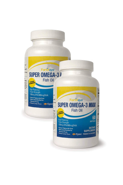 Super Max Omega-3 Fish Oil 2400 mg 60 Days, 120 Capsules, Made in Norway - High Potency Fish Oil Omega 3 Supplements, Triglyceride Form with EPA and DHA Supplements No Fishy After Taste Lemon Flavor