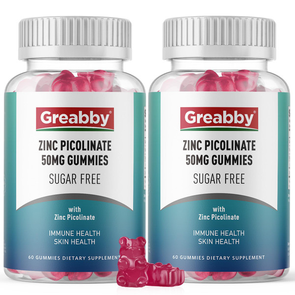 Zinc Gummies Sugar Free, Zinc Picolinate 50mg Highly Absorbable Zinc Supplement for Kids & Adults, Support Immune System, Skin Health, 120 Gummies