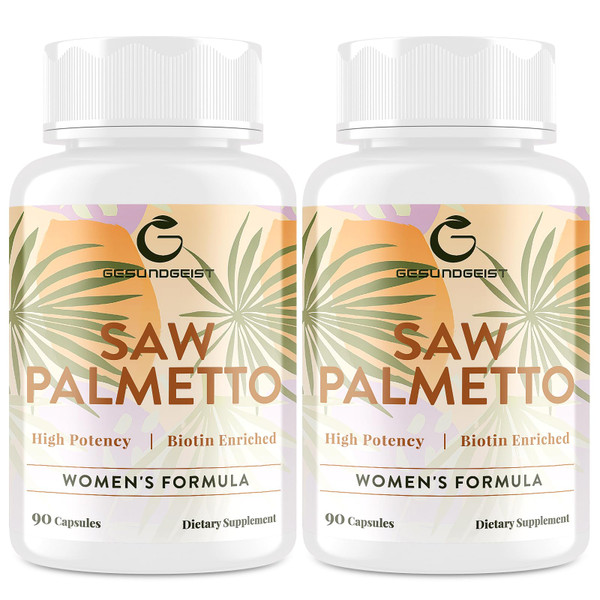 Gesundgeist Saw Palmetto for Women Hair Loss - DHT Blocker with 5-in-1 Blend for Hair Growth, Skin & Nails, Urinary Wellness - Extra Strength Saw Palmetto Supplement - 180 Capsules