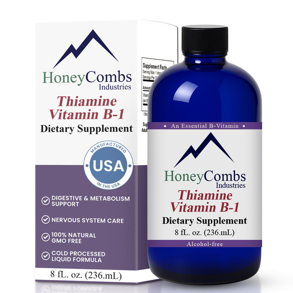 HoneyCombs Vitamin B1 Supplement (Thiamine) Liquid Drops, 8 Fl oz