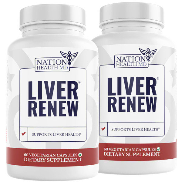 NATION HEALTH MD Liver Renew - Liver Cleanse Detox & Repair - Liver Support Supplement with Artichoke Extract, Milk Thistle, Dandelion and Turmeric - 120 Capsules