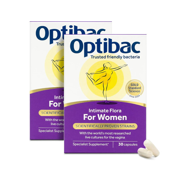 OptiBac Probiotics for Women - 30 Capsules Pack of 2 | Vaginal Probiotic with Lactobacillus rhamnosus GR-1 & Lactobacillus reuteri RC-14 | Supports Intimate Flora, pH Balance & Urinary Health