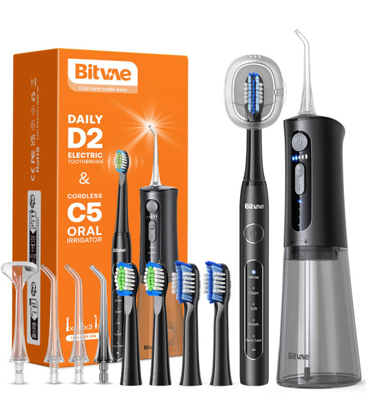 Water Flosser and Electric Toothbrush Combo - Cordless Water Flosser for Teeth - 5 Modes Sonic Electric Toothbrush, 3 Modes Portable Water Floss…
