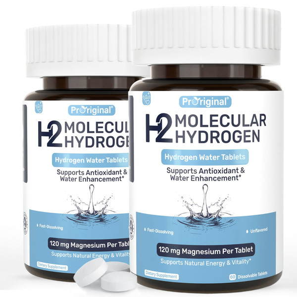 Hydrogen Water Tablets - 12 PPM H2 Molecular Hydrogen - 120 mg Magnesium-Based Reaction System - Supports Antioxidant & Cellular Health, Energy & Brain Function - Non-GMO, Unflavored - 120 Tablets