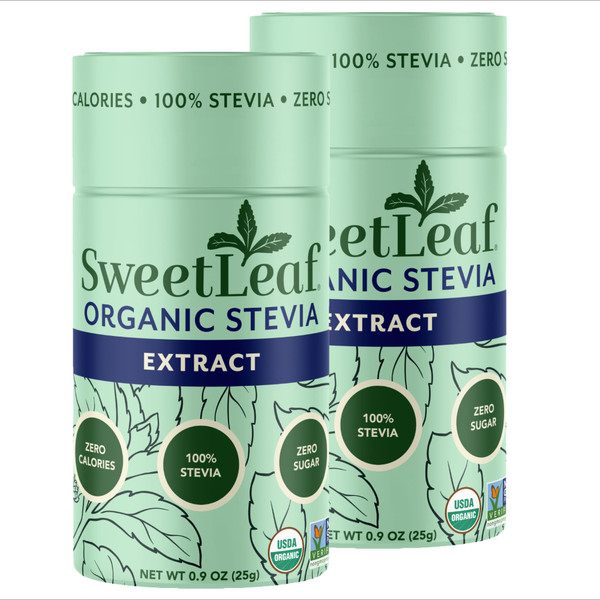 SweetLeaf Organic Pure Stevia Powder Shaker Jar - Zero Calorie Sweetener with Pure Stevia Leaf Extract, No Artificial Sweetener Additive, Sugar Free, Keto Friendly, Gluten Free - 0.9 Oz (Pack of 2)