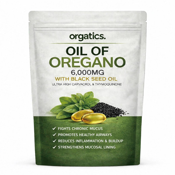 orgatics Oregano & Black Seed Softgels, with Cold-Pressed Black Seed and MCT, Non-GMO, Gluten Free
