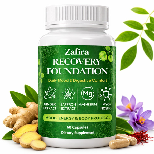 DYDUON Zafira Recovery Foundation Capsules – Mental Clarity, Hair & Mood Support, Natural Herbal Formula with Saffron Extract, Ginger Extract, L-Theanine, Myo-Inositol, Non-GMO, 60 Capsules