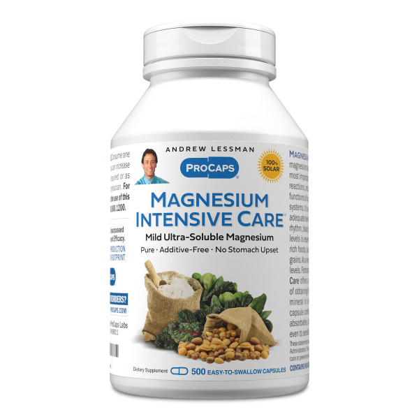 Andrew Lessman Magnesium Intensive Care 500 Capsules – 200mg Mild Ultra-Soluble Magnesium, Supports Nerves, Muscles, Brain and Heart, No Additives, Gentle to Even The Most Sensitive Stomachs