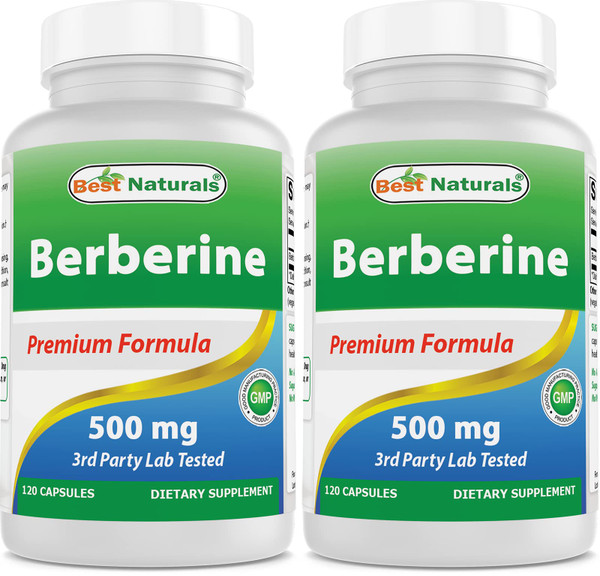 Best Naturals Berberine 500mg 120 Capsules - Supports Immune Function, Cardiovascular & Gastrointestinal Function (120 Count (Pack of 2))