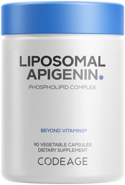 Codeage Liposomal Apigenin Supplement, 3-Month Supply, Daily Flavonoid Chamomile Extract, Liposomal Phospholipid Complex, Non-GMO Sunflower Oil, Phosphatidylcholine Vegan Blend, Gluten-Free, 90 Count