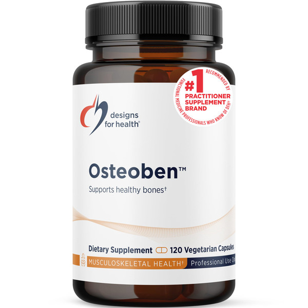 Designs for Health Bone Support Formula - Osteoben with Soy-Free Genistein Complex - Non-GMO Bone Vitamins Supplement with Vitamin D, K, Zinc, Calcium + Magnesium (120 Capsules)
