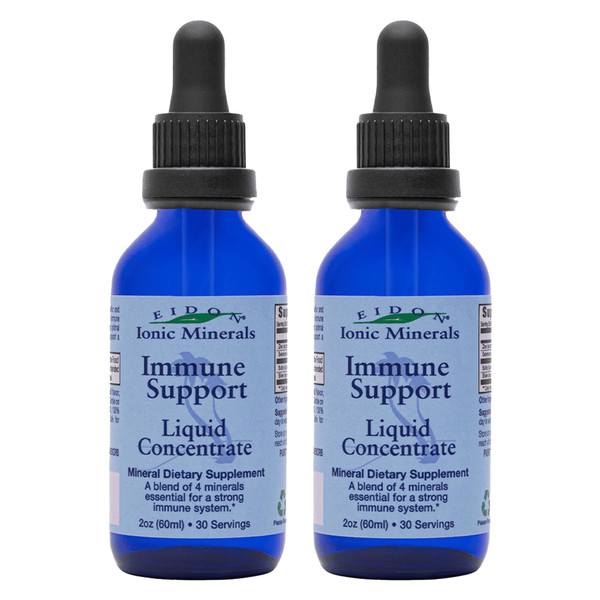 Eidon Ionic Minerals Immune Support Supplement Liquid Concentrate - Mineral Drops with Zinc, Selenium, Support & Maintain Immune System, Bioavailable, No Preservatives - 2 oz (Pack of 2)