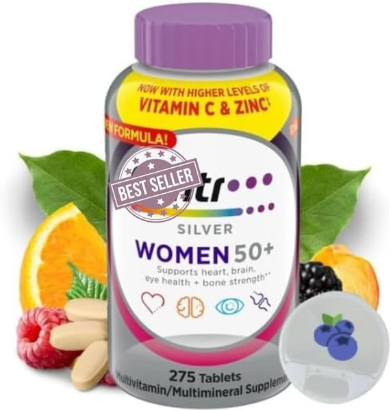 Silver Women 50 Plus, Multivitamin, Minerals, Vitamins & Supplements, Hair Skin and Nails Vitamins, Vitamin C, Antioxidants Supplement, 275Ct Tablets (275) + Shipping in Box with VSL Sticker