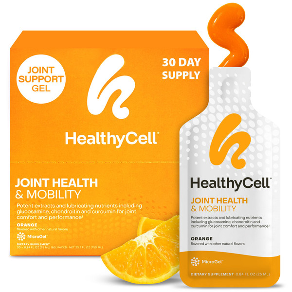 Healthycell Joint Health & Mobility Daily Liquid Supplement - Joint Support Supplement, Inflammation Response, Cartilage & Flexibility with Curcumin, Glucosamine & Chondroitin - 30 Gel Packs