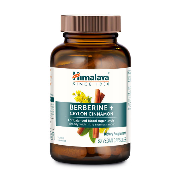 Himalaya Berberine with Ceylon Cinnamon - Herbal Supplement for Supporting Normal Metabolism, Immune, and Digestive Health - Vegan, Gluten Free, 60 Vegetarian Capsules